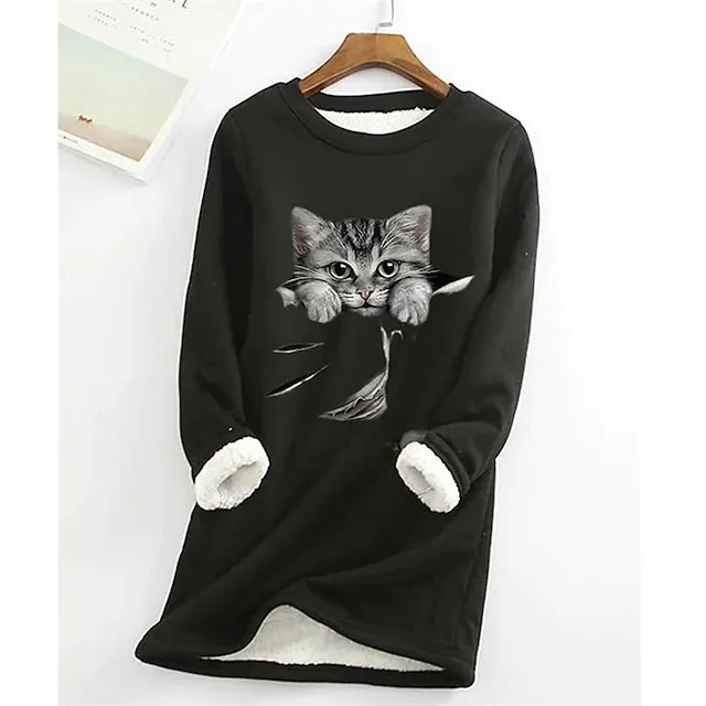 Women's Sweatshirt Pullover Sherpa Fleece Teddy Long Sleeve