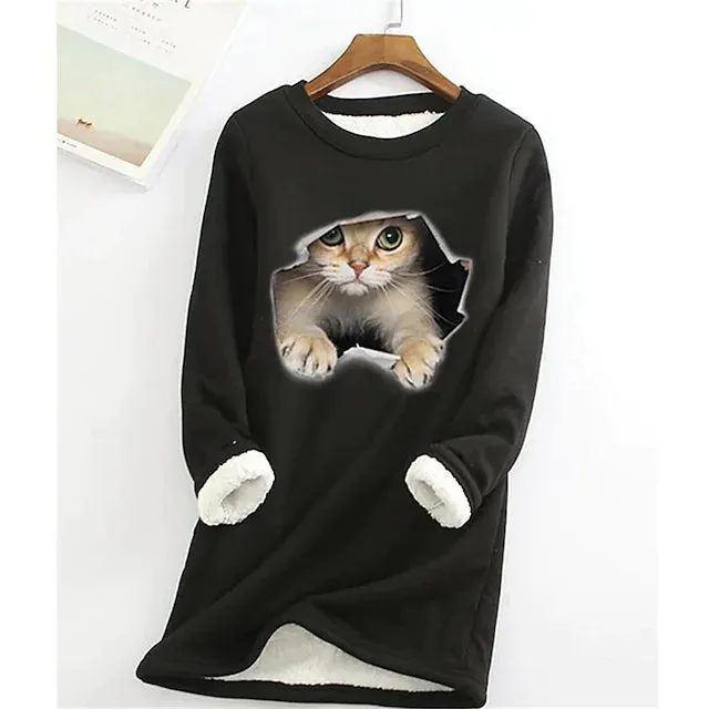 Women's Sweatshirt Pullover Sherpa Fleece Teddy Long Sleeve