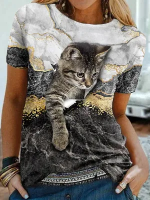 Women's T shirt Graphic Cat Print