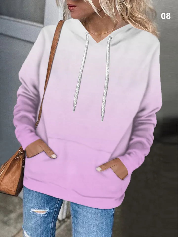 Women's Trendy Gradient Color Oversized Pullover Hoodies