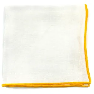 Yellow Dijon Border Linen Pocket Square