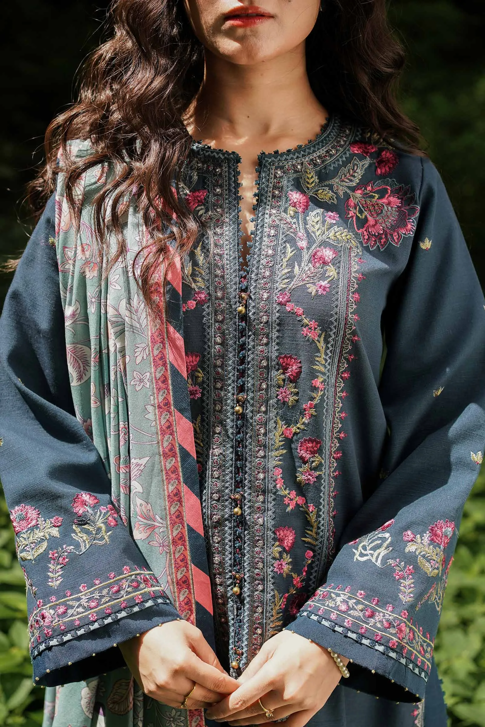 ZW22-1B | Zara Shahjahan Coco Winter Collection 2022 | Unstitched Embroidered Khaddar Linen  Suits