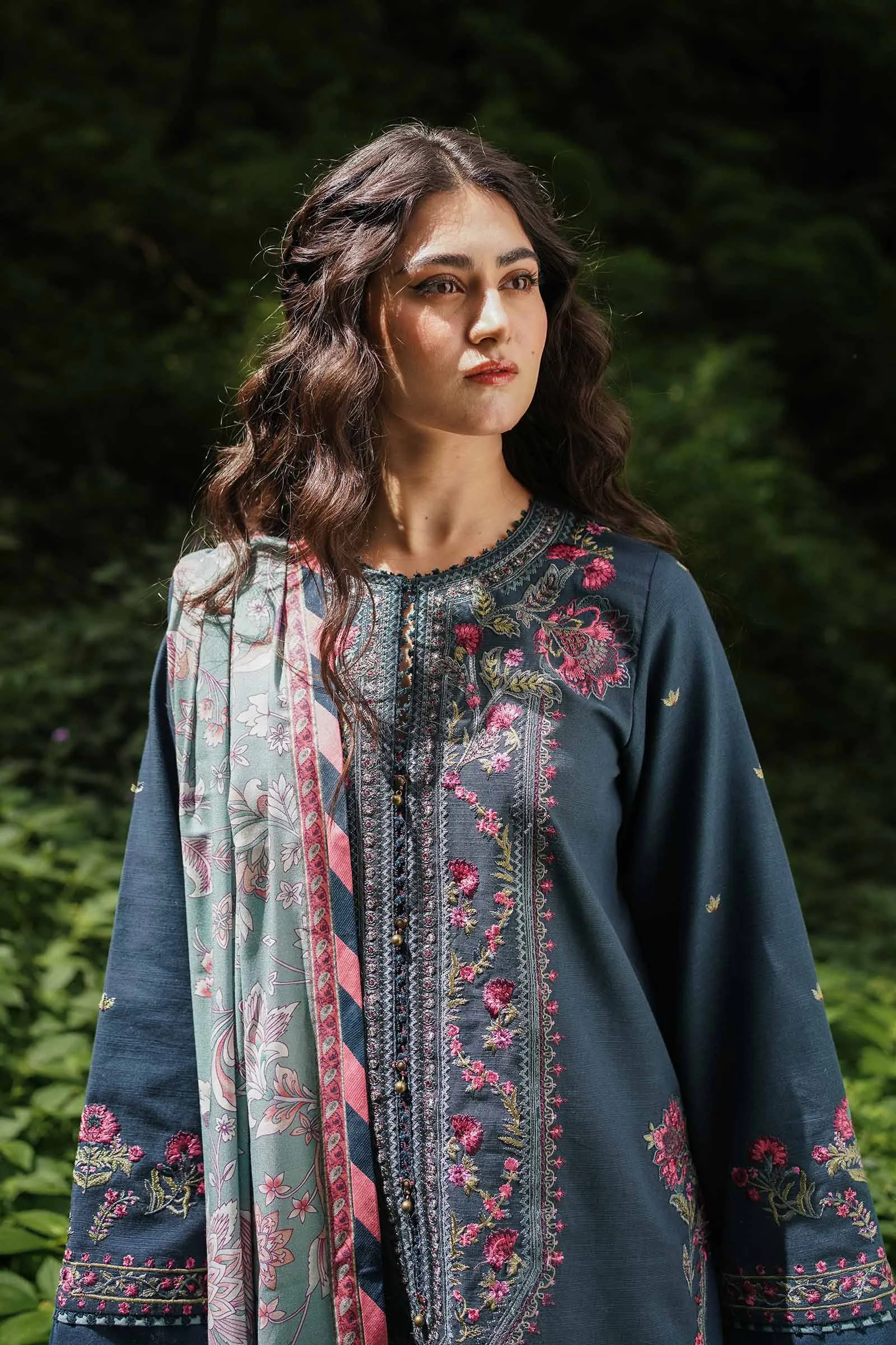 ZW22-1B | Zara Shahjahan Coco Winter Collection 2022 | Unstitched Embroidered Khaddar Linen  Suits