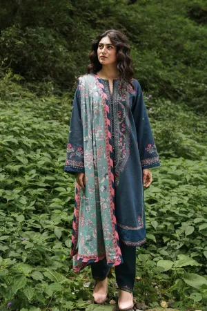 ZW22-1B | Zara Shahjahan Coco Winter Collection 2022 | Unstitched Embroidered Khaddar Linen  Suits